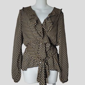 Max Studio Womens Faux Wrap Top Ruffle Blouse Size Small